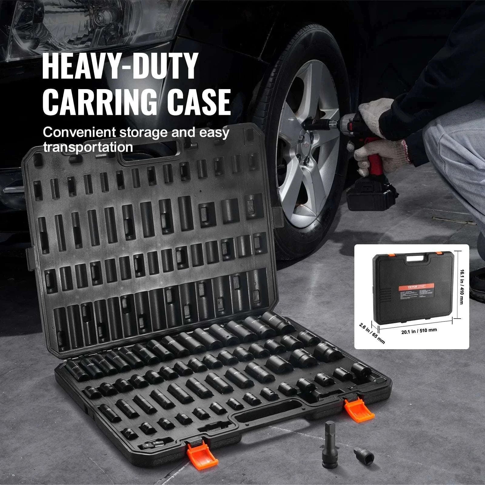 59-Piece Impact Socket Set, SAE & Metric 3/8" and 1/2" Drive-59PCS / CZECH REPUBLIC