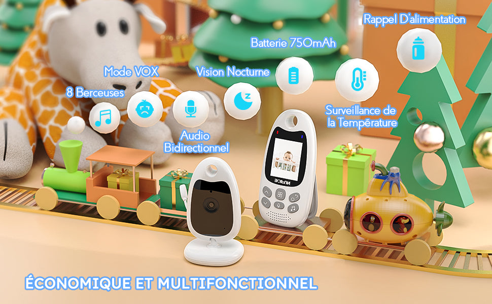 BOIFUN Baby Monitor Camera with Night Vision, VOX, and Temperature Sensor