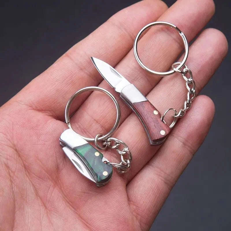 5cm Acrylic Mini Folding Knife Pendant for Outdoor Use-Color Wood