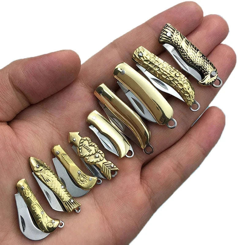 5cm Acrylic Mini Folding Knife Pendant for Outdoor Use-Color Wood