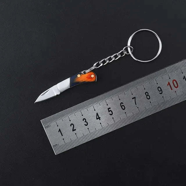 5cm Acrylic Mini Folding Knife Pendant for Outdoor Use-Color Wood