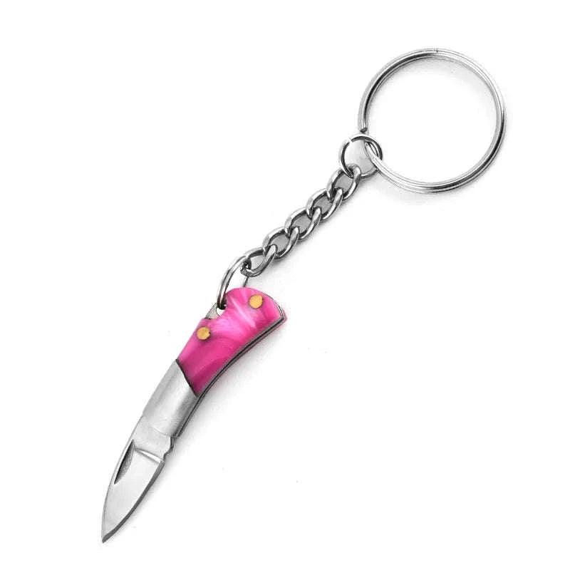 5cm Acrylic Mini Folding Knife Pendant for Outdoor Use-Color Wood