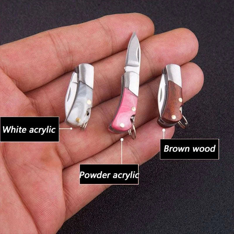 5cm Acrylic Mini Folding Knife Pendant for Outdoor Use-Color Wood