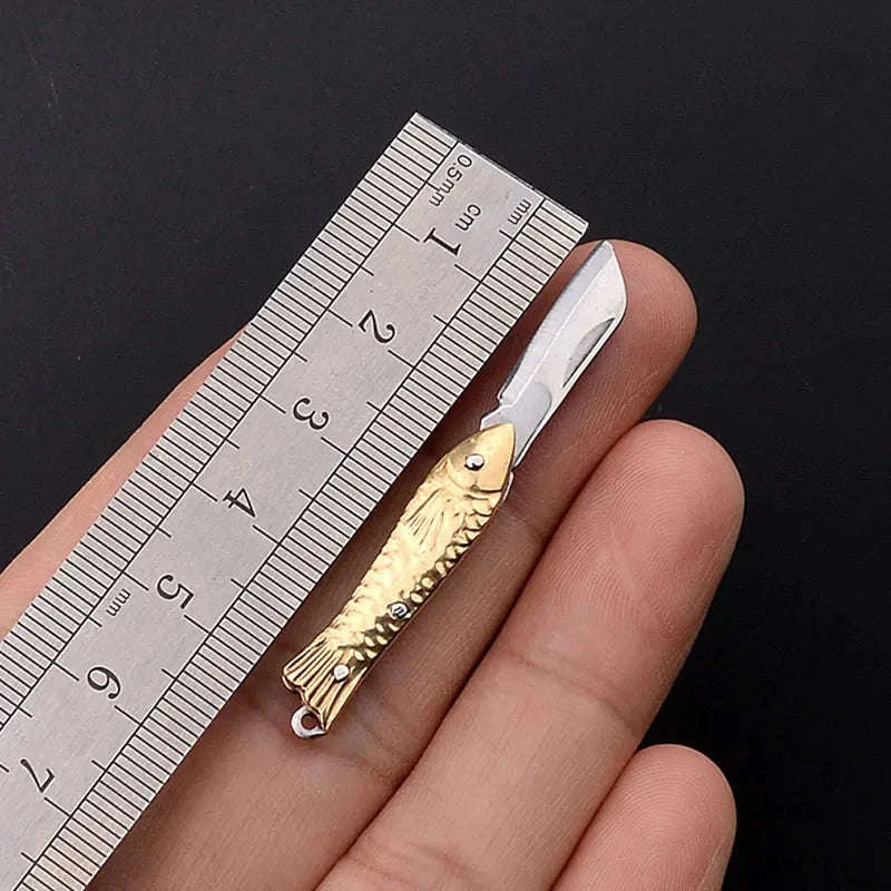 5cm Acrylic Mini Folding Knife Pendant for Outdoor Use-Color Wood