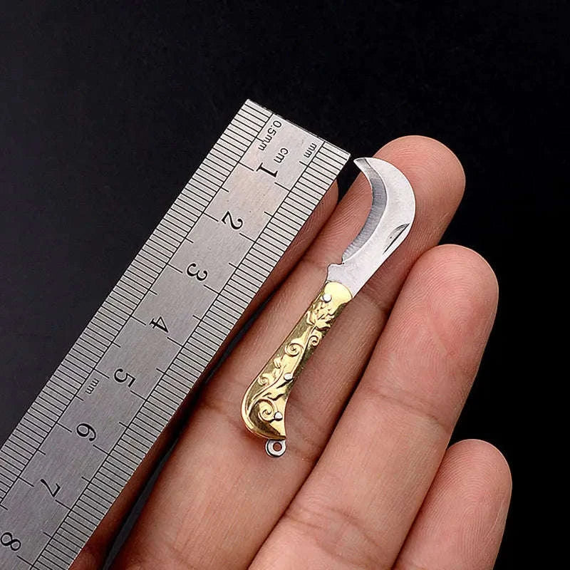 5cm Acrylic Mini Folding Knife Pendant for Outdoor Use-Color Wood