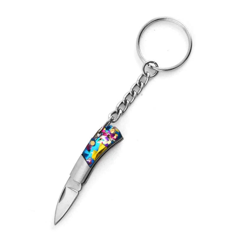 5cm Acrylic Mini Folding Knife Pendant for Outdoor Use-Color Wood