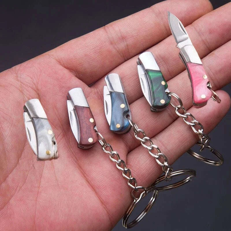 5cm Acrylic Mini Folding Knife Pendant for Outdoor Use-Color Wood