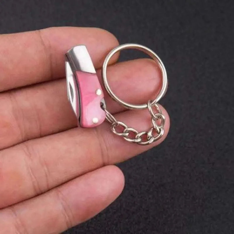 5cm Acrylic Mini Folding Knife Pendant for Outdoor Use-Color Wood