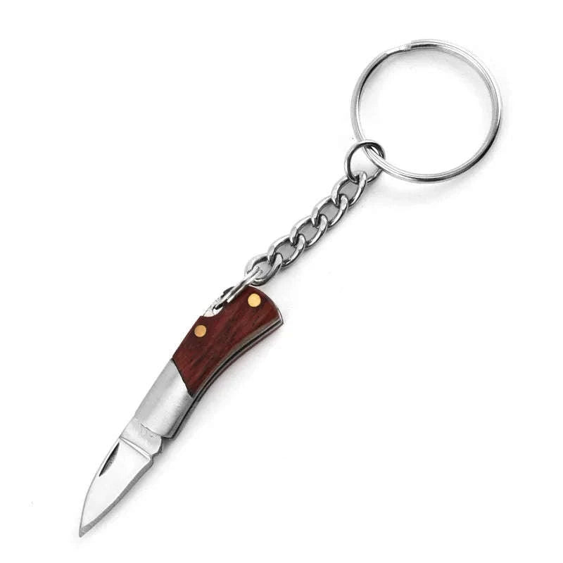 5cm Acrylic Mini Folding Knife Pendant for Outdoor Use-Color Wood