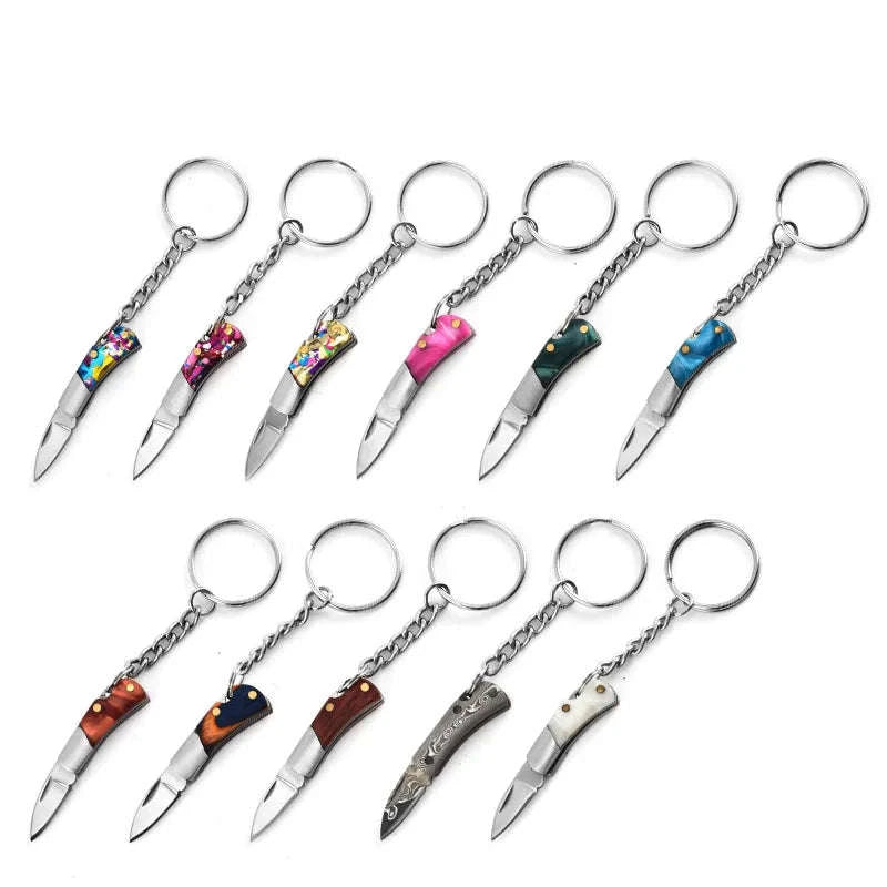 5cm Acrylic Mini Folding Knife Pendant for Outdoor Use-Color Wood