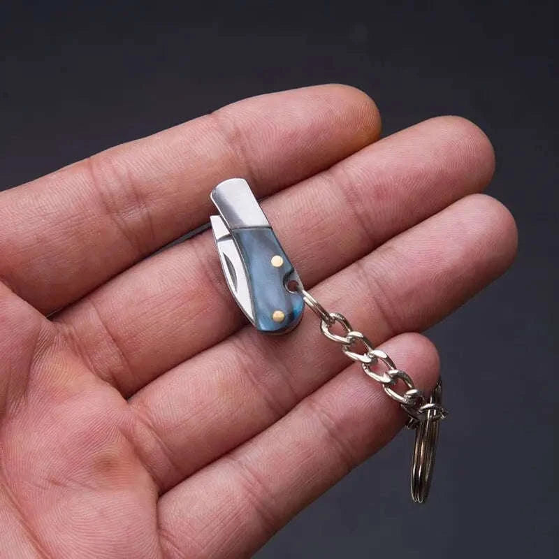 5cm Acrylic Mini Folding Knife Pendant for Outdoor Use-Color Wood