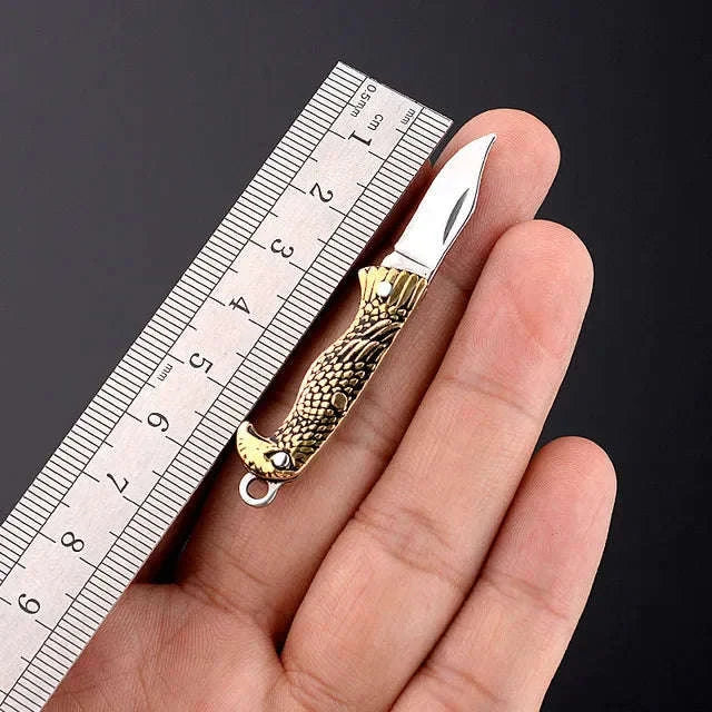 5cm Acrylic Mini Folding Knife Pendant for Outdoor Use-Color Wood
