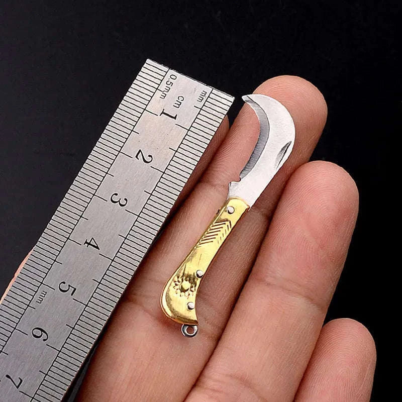 5cm Acrylic Mini Folding Knife Pendant for Outdoor Use-Color Wood