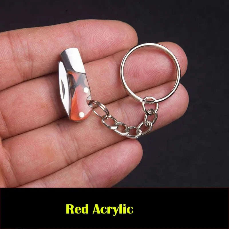 5cm Acrylic Mini Folding Knife Pendant for Outdoor Use-Color Wood