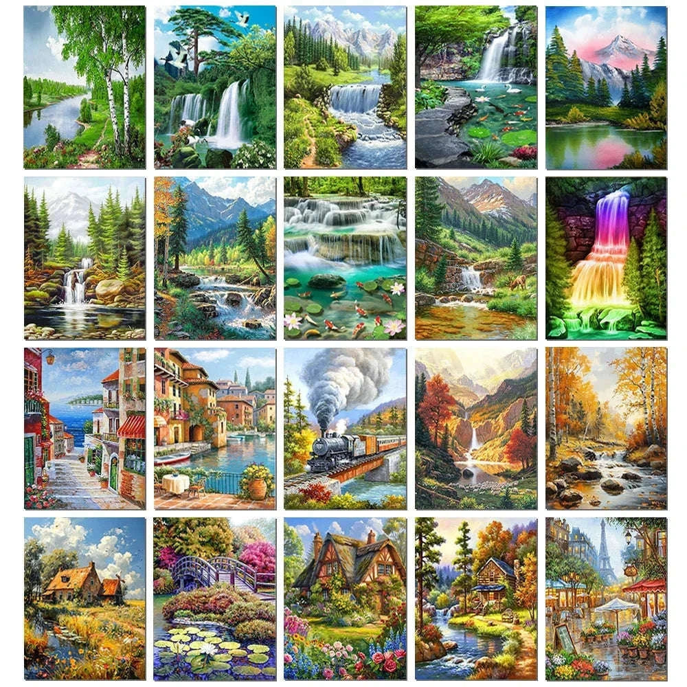 5D Forest Landscape Diamond Painting Kit for Relaxing Crafting-FDX3693 / 50x70cm Square