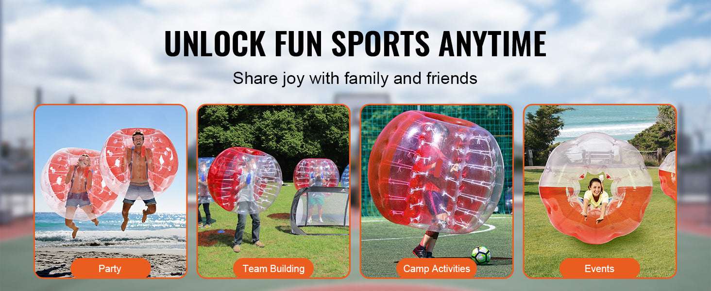 5FT Inflatable Bumper Ball for Teens & Adults Bubble Soccer Fun-red and clear / GERMANY