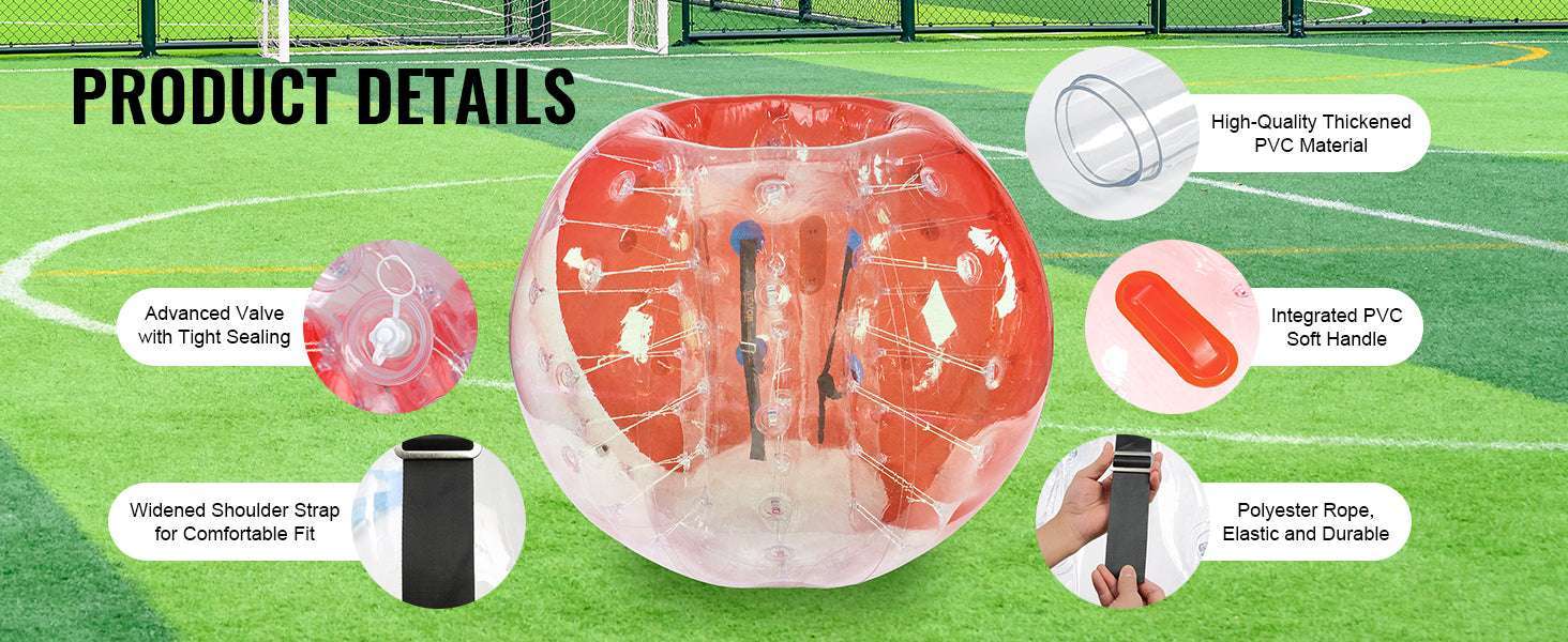 5FT Inflatable Bumper Ball for Teens & Adults Bubble Soccer Fun-red and clear / GERMANY