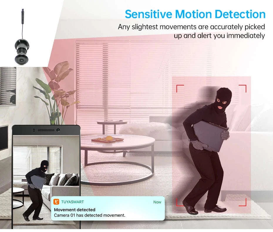 5G Tuya Door Eyehole Security Camera 1080P HD-black