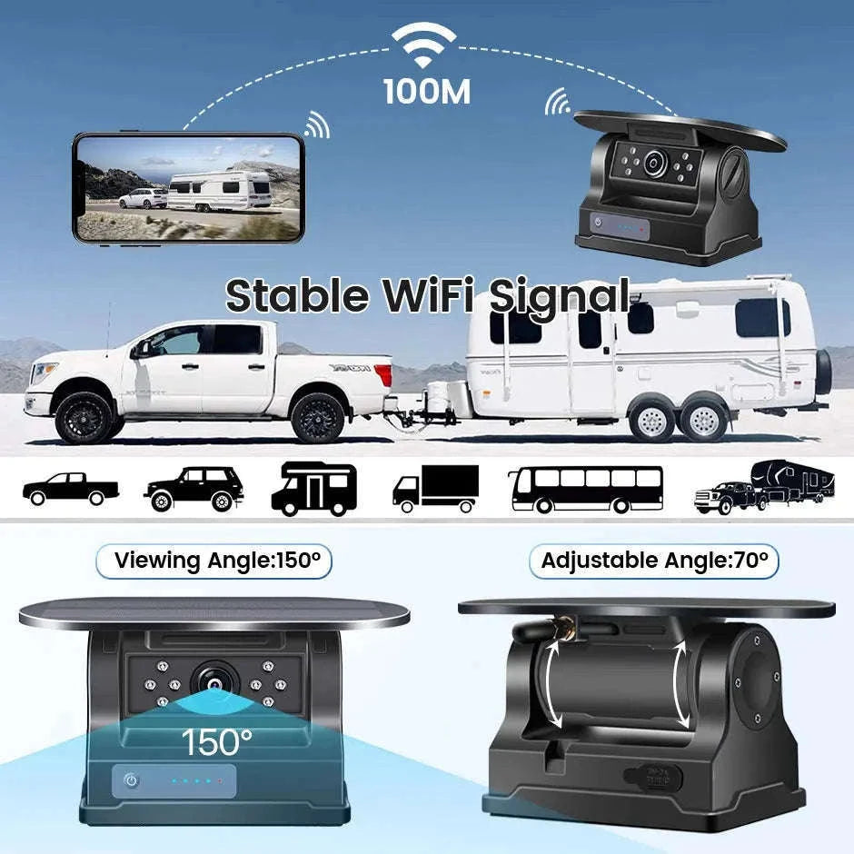 5G Wireless Solar Reversing Camera for Safer Backing Up-Gold