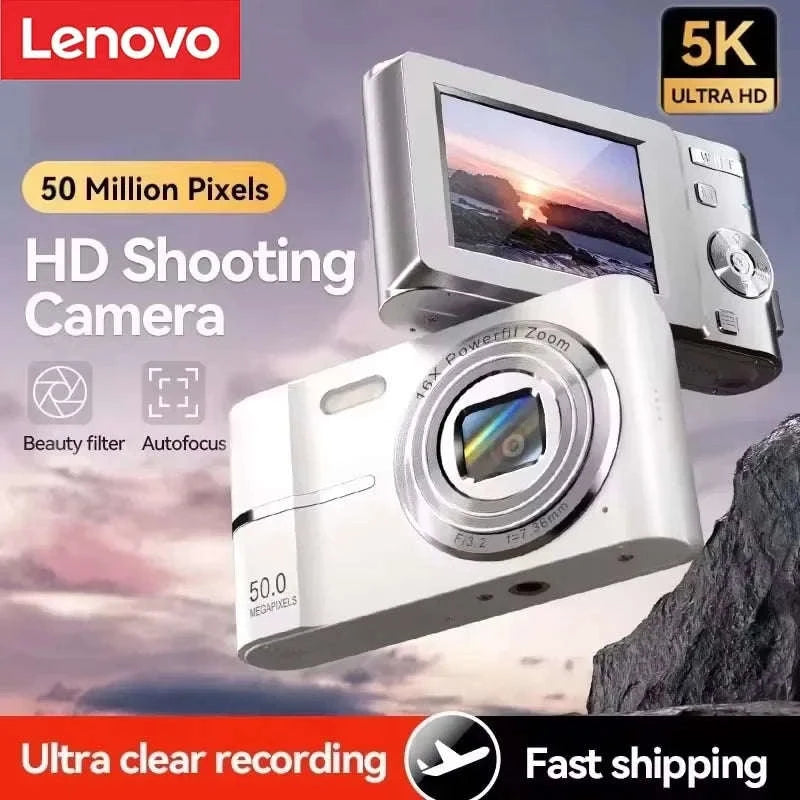 5K 50MP Mini Digital Camera with 16X Zoom, 2.4 Inch IPS Display & Flash-Only Charging Cable