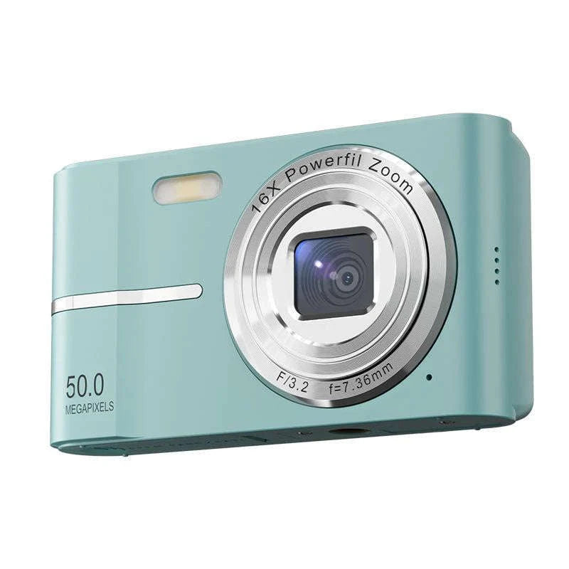 5K 50MP Mini Digital Camera with 16X Zoom, 2.4 Inch IPS Display & Flash-Only Charging Cable