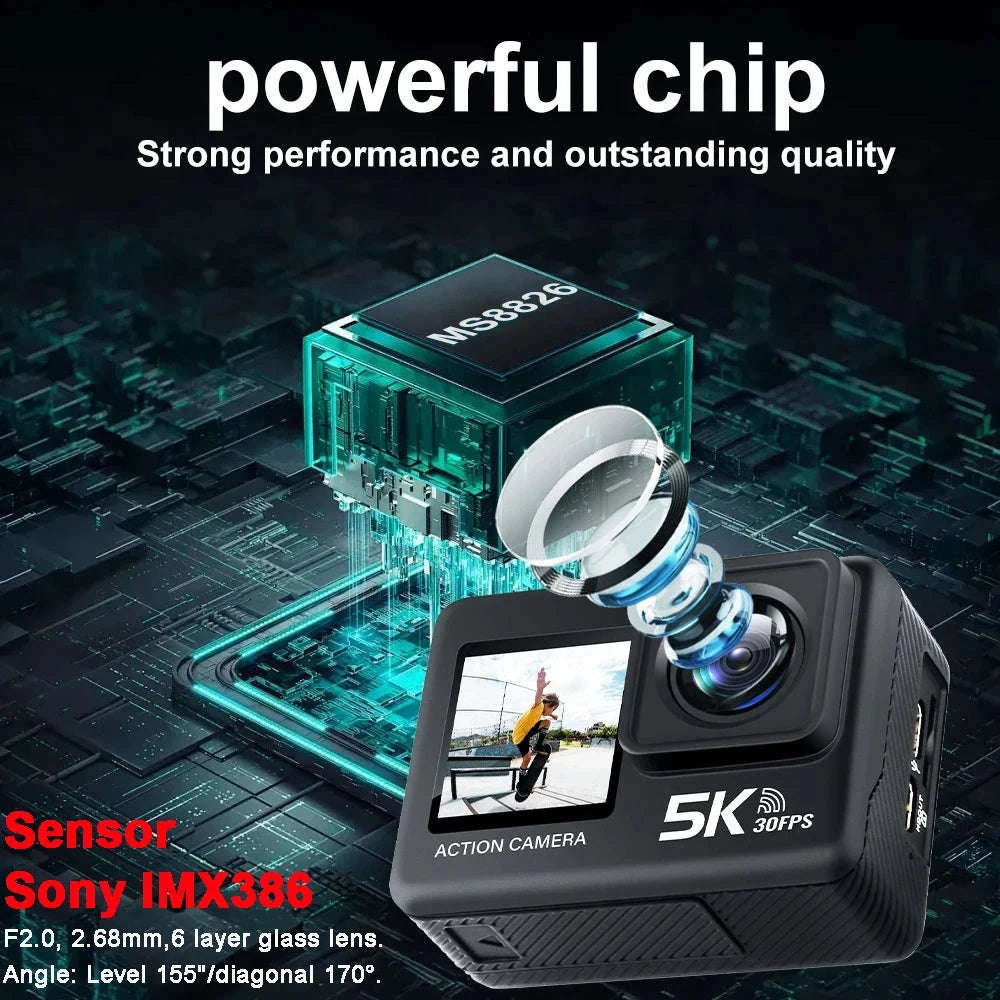 5K Action Camera 4K60FPS Dual Screen Waterproof WiFi Sports Cam-M60TR Option 5