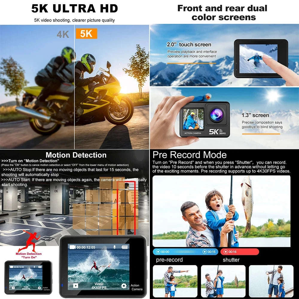 5K Action Camera 4K60FPS Dual Screen Waterproof WiFi Sports Cam-M60TR Option 5