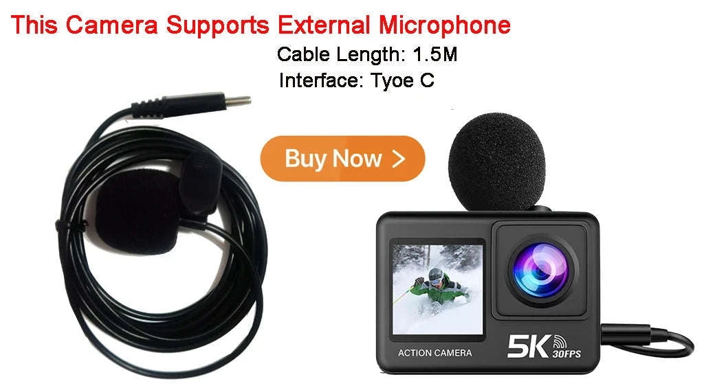 5K Action Camera 4K60FPS Dual Screen Waterproof WiFi Sports Cam-M60TR Option 5