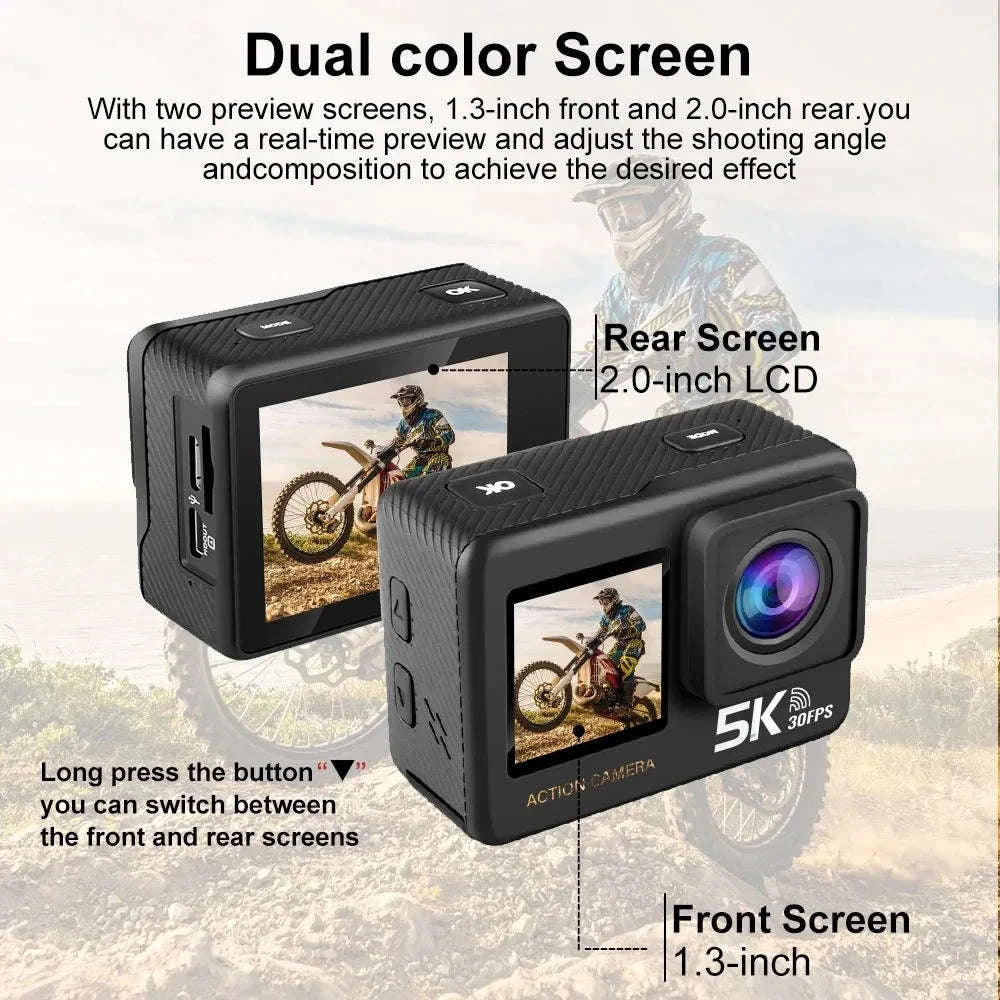 5K Action Camera 4K60FPS Dual Screen Waterproof WiFi Sports Cam-M60TR Option 5