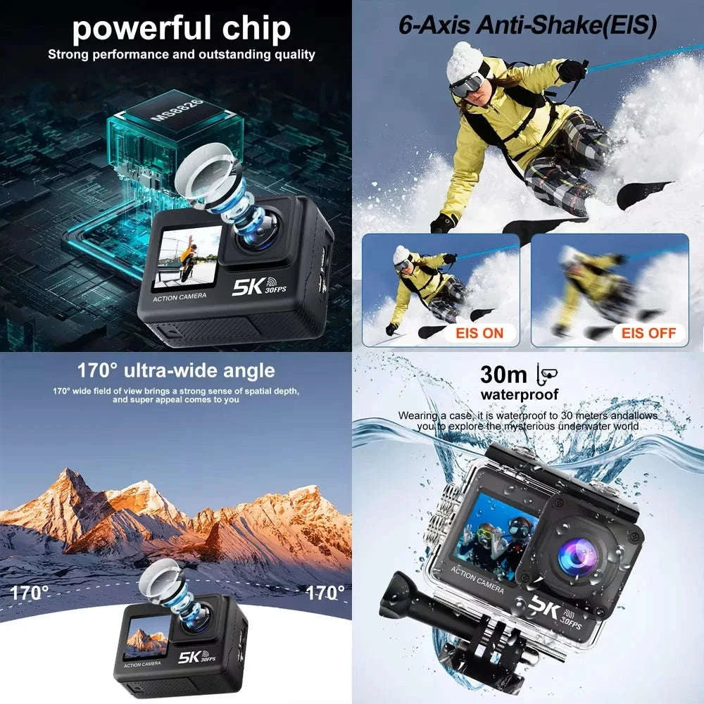 5K Action Camera 4K60FPS Dual Screen Waterproof WiFi Sports Cam-M60TR Option 5