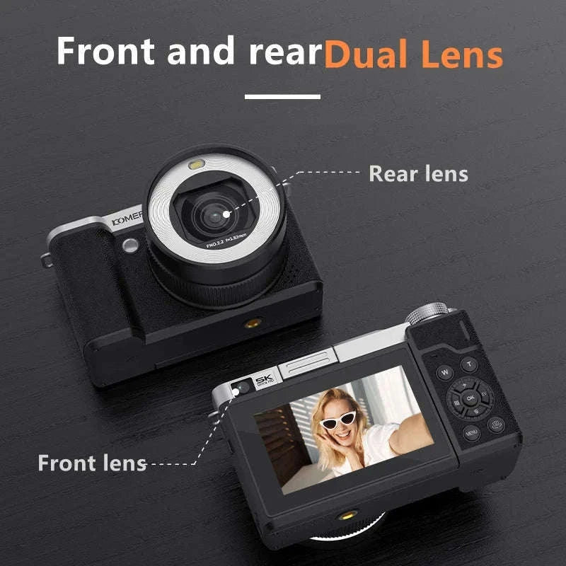 5K Digital Camera 80MP Dual Lens with Flip Screen & WiFi-Black / With 128G TF Card