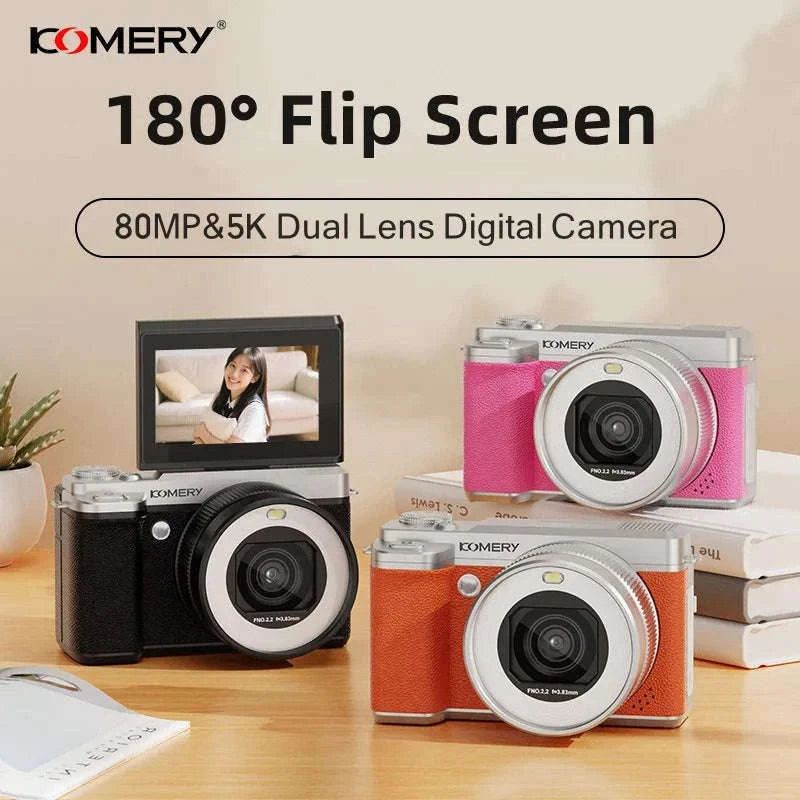 5K Digital Camera 80MP Dual Lens with Flip Screen & WiFi-Black / With 128G TF Card