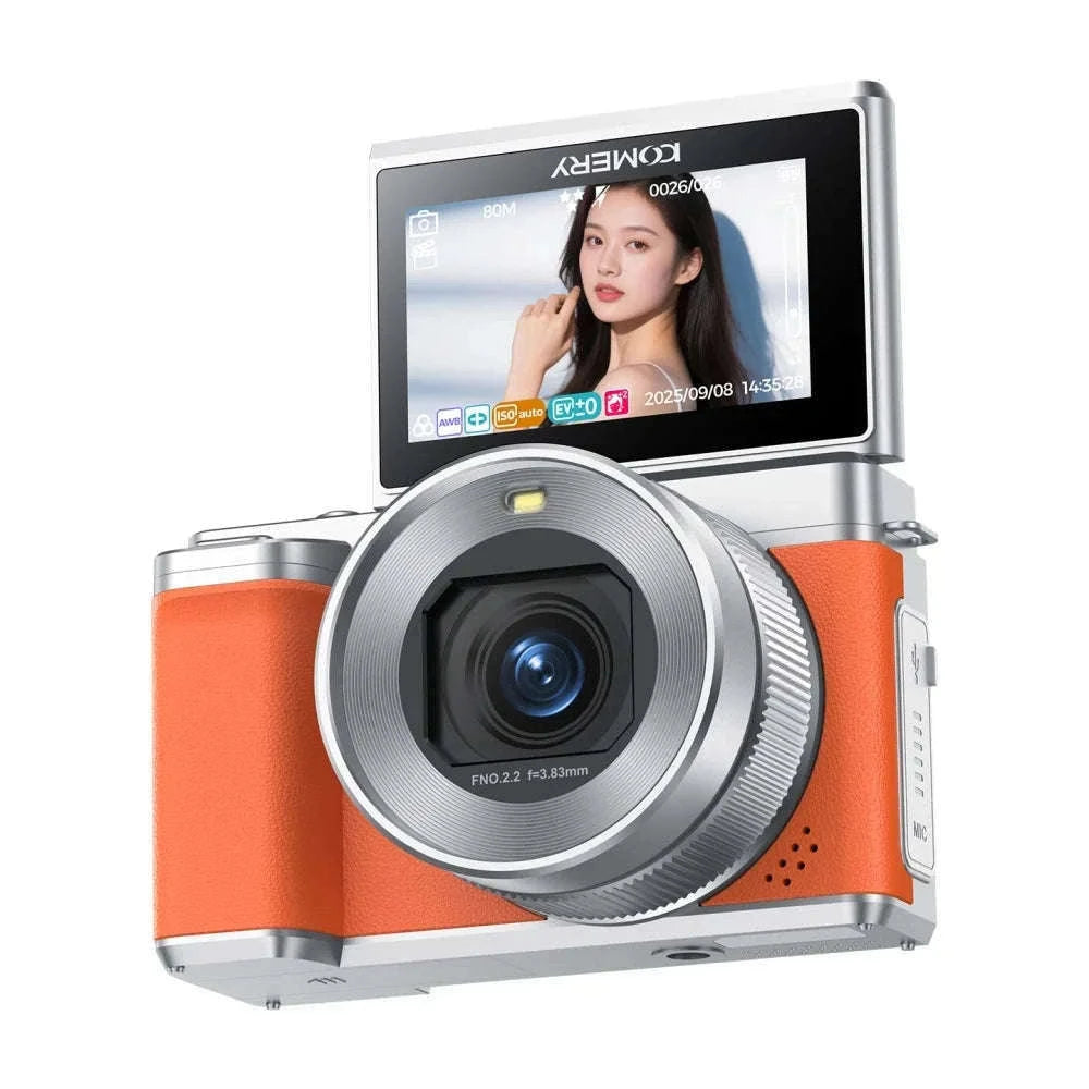 5K Digital Camera 80MP Dual Lens with Flip Screen & WiFi-Black / With 128G TF Card