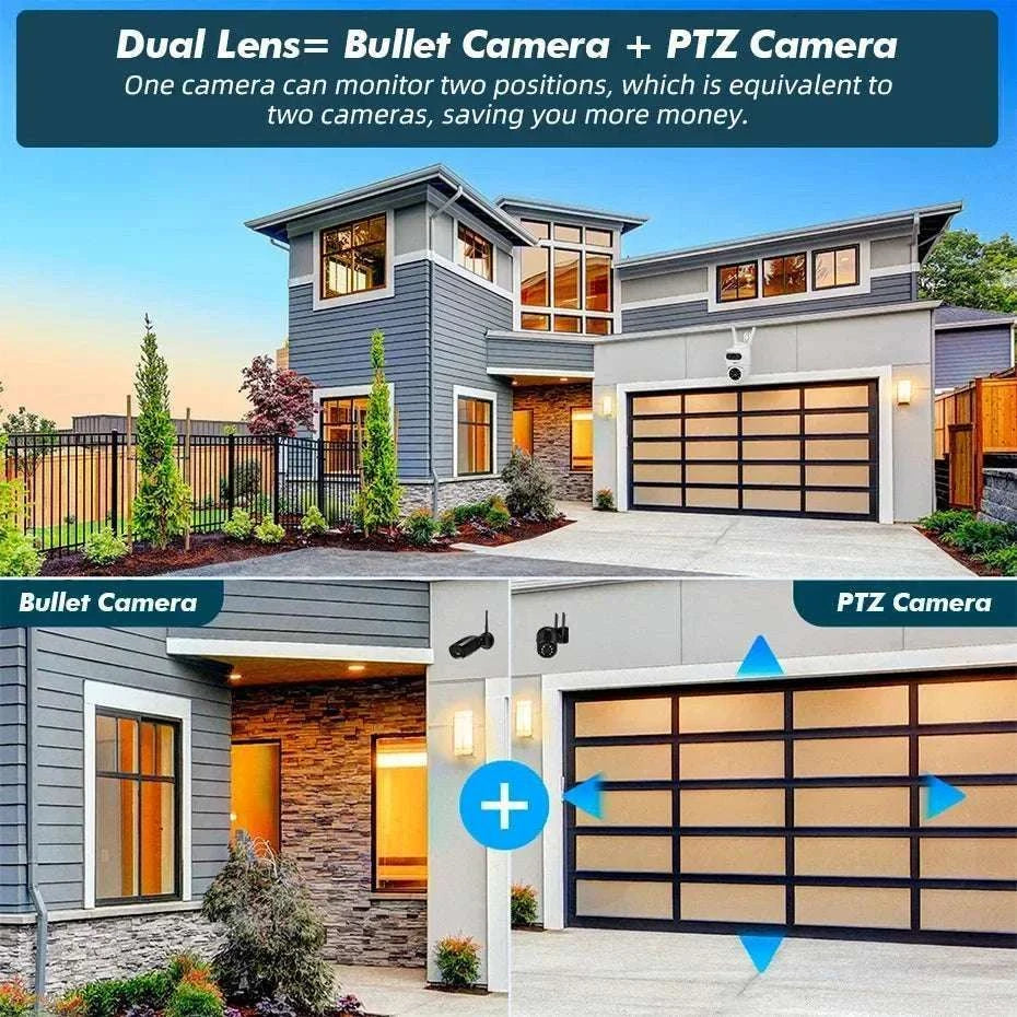 5K Dual Lens Outdoor PTZ Security Camera with WiFi & Night Vision-5K With 32GB Card / US Plug