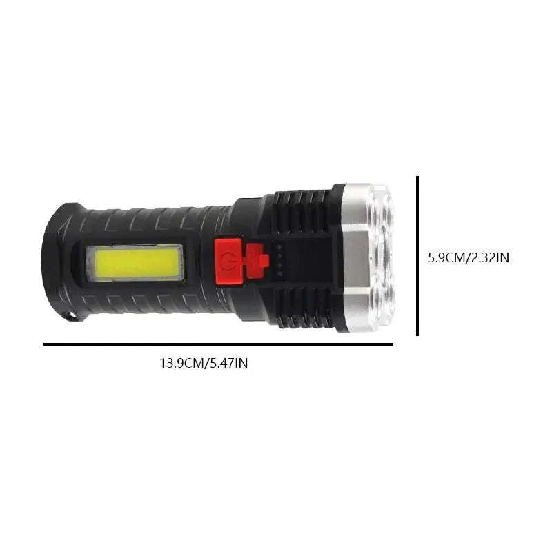 5LED High Power LED Flashlight – Rechargeable Camping Spotlight-HY912 black