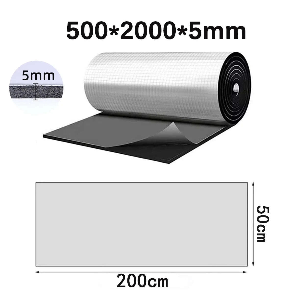 5mm/10mm Car Soundproofing Mat Closed Cell Foam Thermal Noise Insulation-50cmx200cmx10mm
