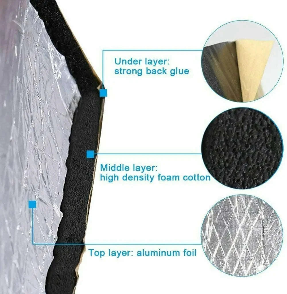 5mm Aluminum Foil Car Sound Insulation Mat Set-as shown