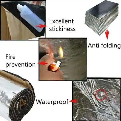 5mm Aluminum Foil Car Sound Insulation Mat Set-as shown