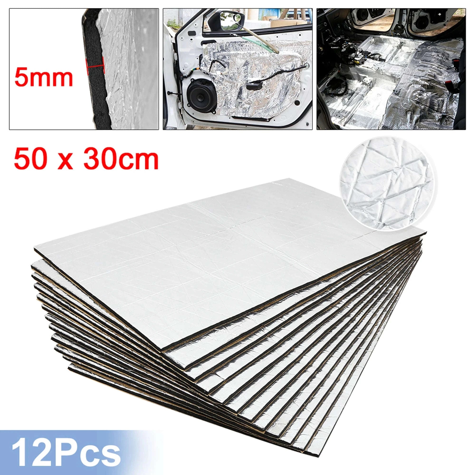 5mm Car Sound Deadener Mat Aluminum Foil Heat Shield with Roller Tool-10pcs 5mm 40x20cm / China Mainland