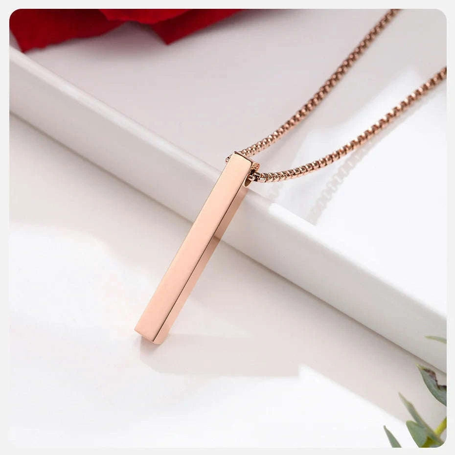 5mm Stainless Steel Pillar Necklace for Men & Women-Black