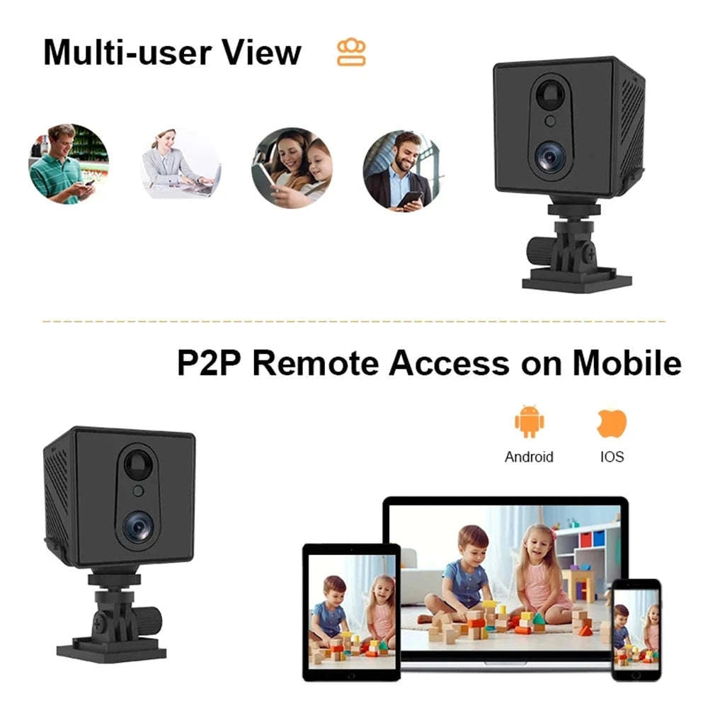 5MP 4G SIM Card Mini Camera with Night Vision and Rechargeable Battery-WiFi Add 128GB Card