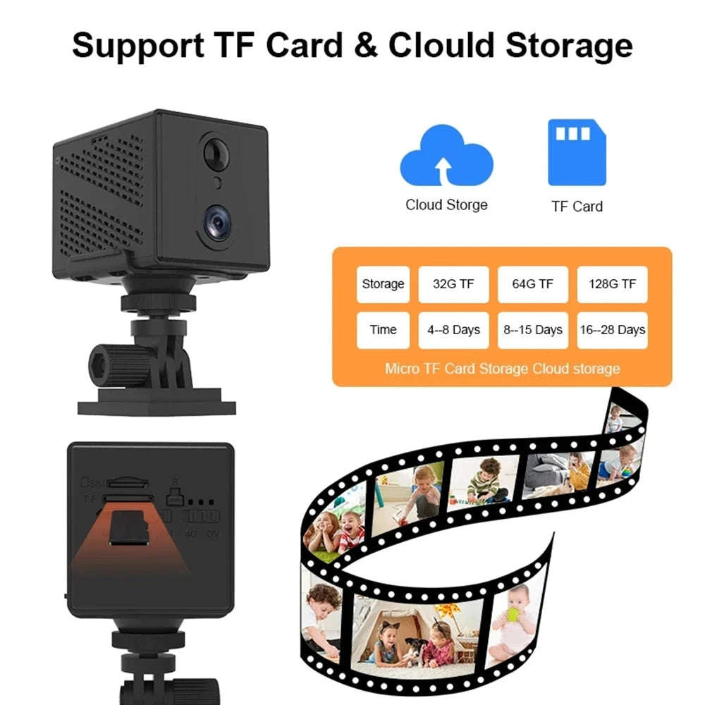 5MP 4G SIM Card Mini Camera with Night Vision and Rechargeable Battery-WiFi Add 128GB Card