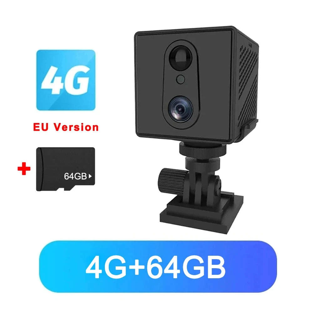 5MP 4G SIM Card Mini Camera with Night Vision and Rechargeable Battery-WiFi Add 128GB Card