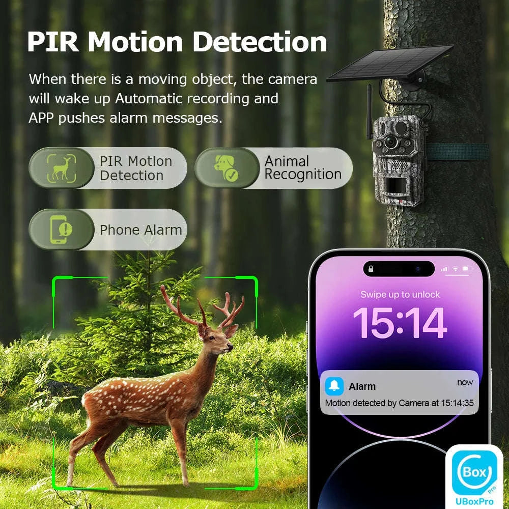 5MP 4G Solar Trail Camera with GPS, 3 PIR Sensors, 125° Detection, 0.2s Trigger, 940nm IR, IP66 Waterproof-2PCS / Poland
