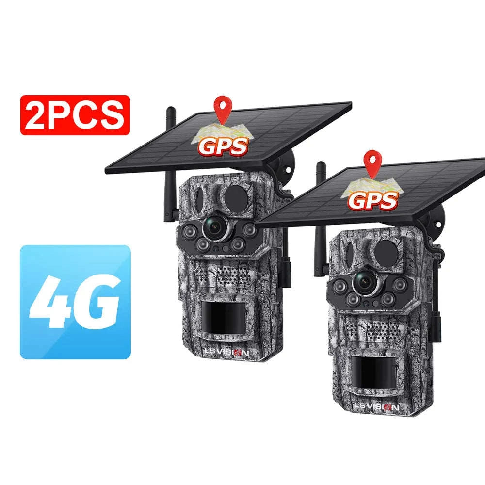5MP 4G Solar Trail Camera with GPS, 3 PIR Sensors, 125° Detection, 0.2s Trigger, 940nm IR, IP66 Waterproof-2PCS / Poland