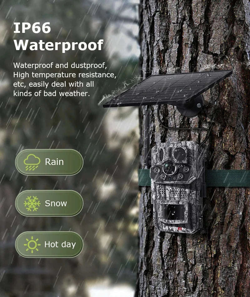 5MP 4G Solar Trail Camera with GPS, 3 PIR Sensors, 125° Detection, 0.2s Trigger, 940nm IR, IP66 Waterproof-2PCS / Poland