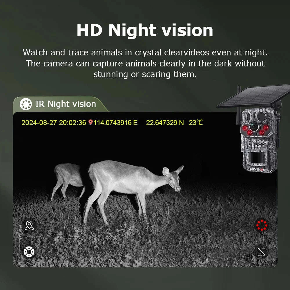 5MP 4G Solar Trail Camera with GPS, 3 PIR Sensors, 125° Detection, 0.2s Trigger, 940nm IR, IP66 Waterproof-2PCS / Poland