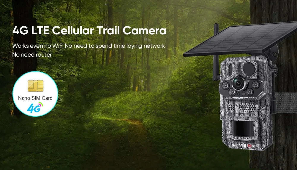 5MP 4G Solar Trail Camera with GPS, 3 PIR Sensors, 125° Detection, 0.2s Trigger, 940nm IR, IP66 Waterproof-2PCS / Poland