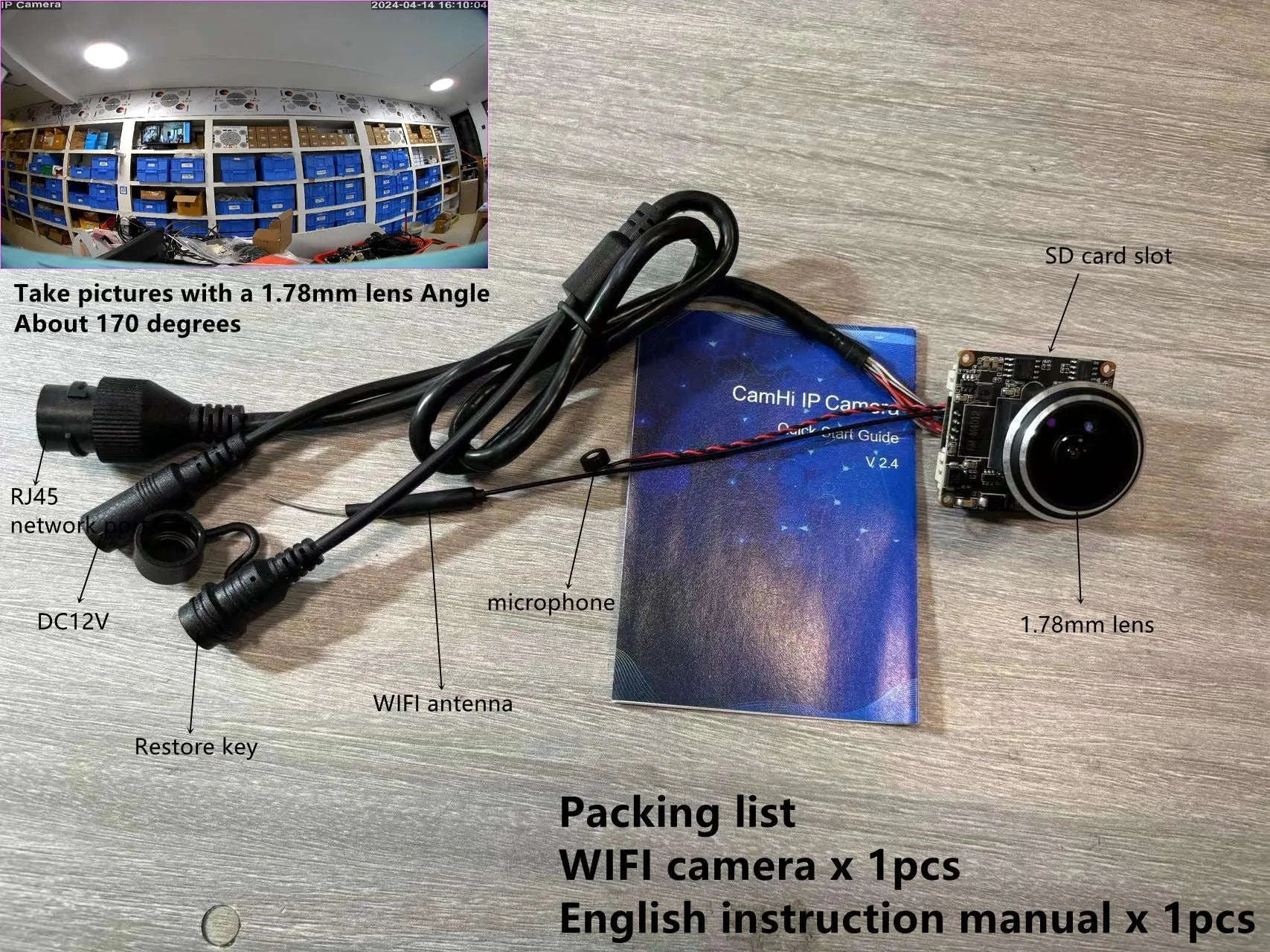 5MP Mini Wireless IP Camera Module with SD Slot-2MP and C