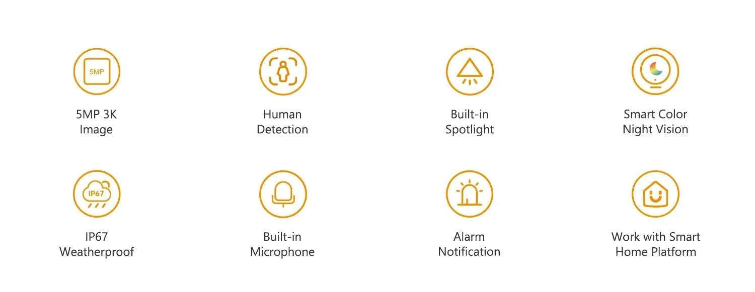 5MP Outdoor WiFi Security Camera with Spotlight & Human Detection-Bullet 2E 5MP / EU Plug / 3.6mm